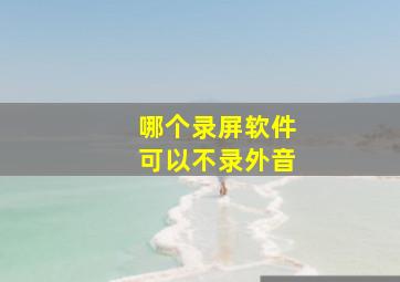 哪个录屏软件可以不录外音