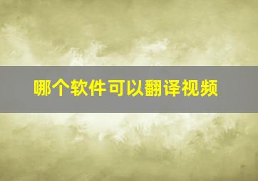 哪个软件可以翻译视频