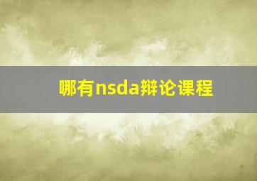 哪有nsda辩论课程