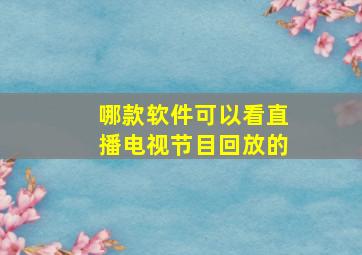 哪款软件可以看直播电视节目回放的