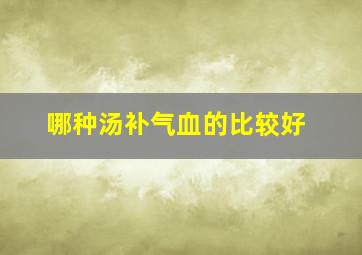 哪种汤补气血的比较好