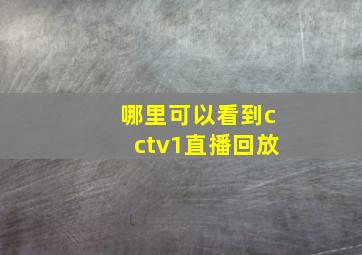 哪里可以看到cctv1直播回放