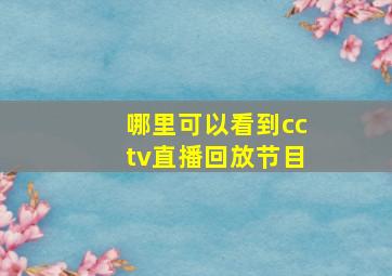 哪里可以看到cctv直播回放节目