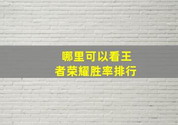 哪里可以看王者荣耀胜率排行