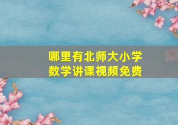 哪里有北师大小学数学讲课视频免费