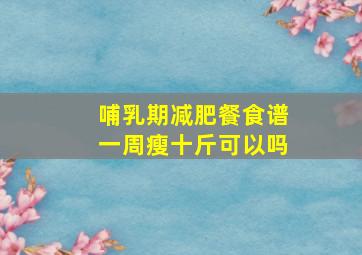 哺乳期减肥餐食谱一周瘦十斤可以吗