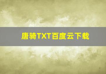 唐骑TXT百度云下载