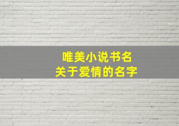 唯美小说书名关于爱情的名字