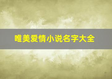 唯美爱情小说名字大全