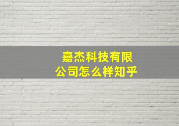 嘉杰科技有限公司怎么样知乎