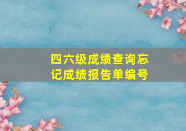 四六级成绩查询忘记成绩报告单编号