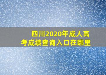 四川2020年成人高考成绩查询入口在哪里