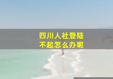 四川人社登陆不起怎么办呢