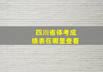 四川省体考成绩表在哪里查看