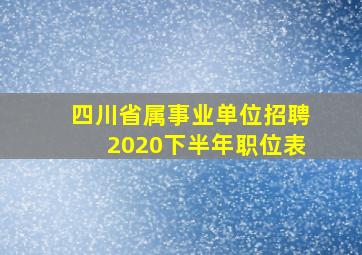 四川省属事业单位招聘2020下半年职位表