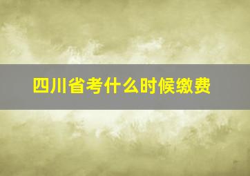 四川省考什么时候缴费