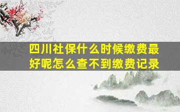 四川社保什么时候缴费最好呢怎么查不到缴费记录