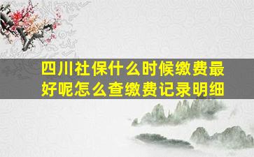 四川社保什么时候缴费最好呢怎么查缴费记录明细