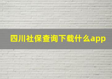 四川社保查询下载什么app