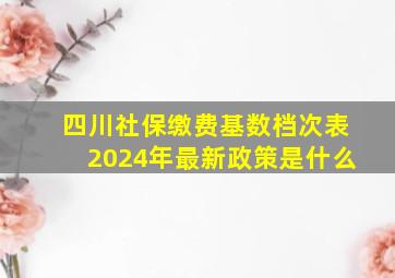 四川社保缴费基数档次表2024年最新政策是什么