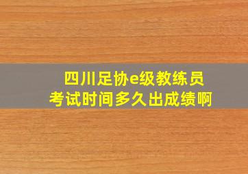 四川足协e级教练员考试时间多久出成绩啊