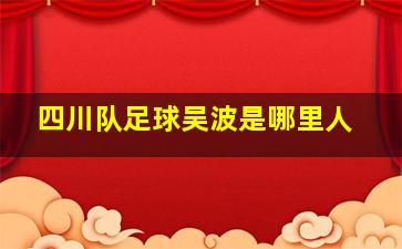 四川队足球吴波是哪里人