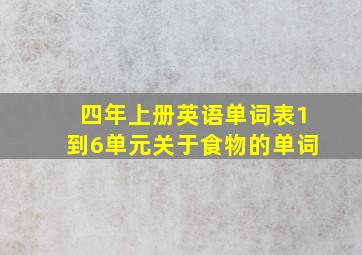 四年上册英语单词表1到6单元关于食物的单词