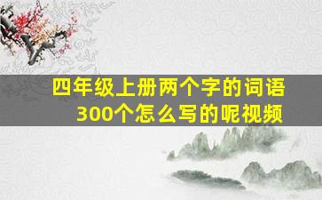 四年级上册两个字的词语300个怎么写的呢视频