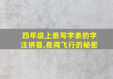 四年级上册写字表的字注拼音,夜间飞行的秘密