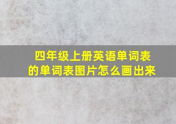 四年级上册英语单词表的单词表图片怎么画出来