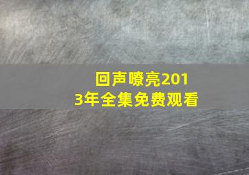 回声嘹亮2013年全集免费观看