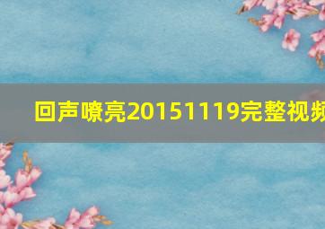 回声嘹亮20151119完整视频