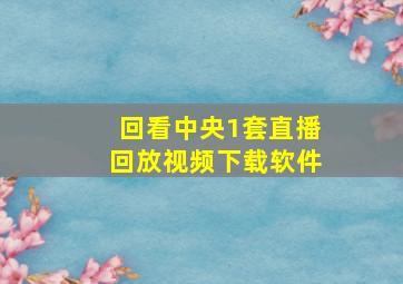 回看中央1套直播回放视频下载软件