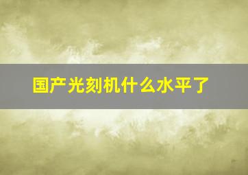 国产光刻机什么水平了