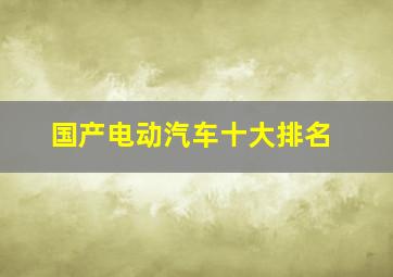 国产电动汽车十大排名