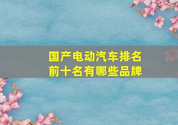 国产电动汽车排名前十名有哪些品牌