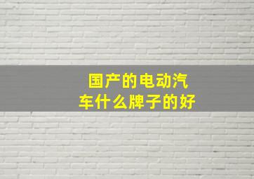 国产的电动汽车什么牌子的好