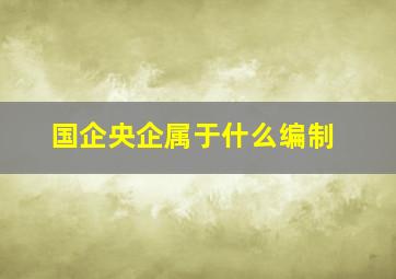 国企央企属于什么编制