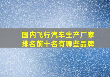 国内飞行汽车生产厂家排名前十名有哪些品牌