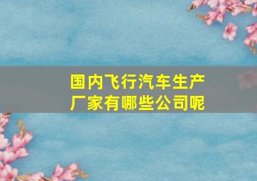 国内飞行汽车生产厂家有哪些公司呢