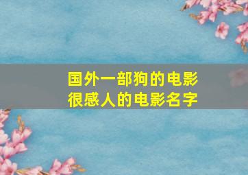 国外一部狗的电影很感人的电影名字