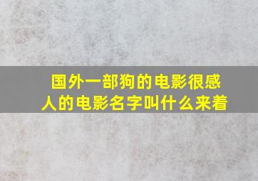 国外一部狗的电影很感人的电影名字叫什么来着