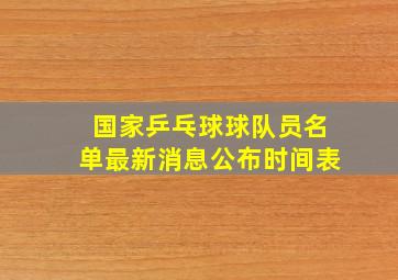 国家乒乓球球队员名单最新消息公布时间表