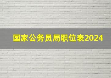 国家公务员局职位表2024