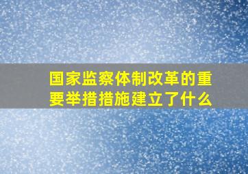 国家监察体制改革的重要举措措施建立了什么