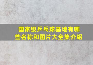 国家级乒乓球基地有哪些名称和图片大全集介绍