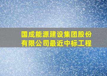 国成能源建设集团股份有限公司最近中标工程