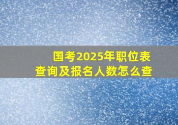 国考2025年职位表查询及报名人数怎么查