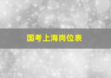 国考上海岗位表