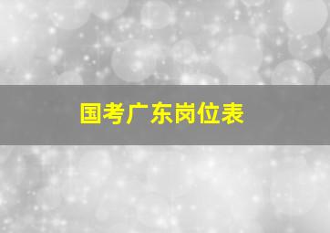 国考广东岗位表